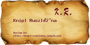 Knipl Ruszlána névjegykártya